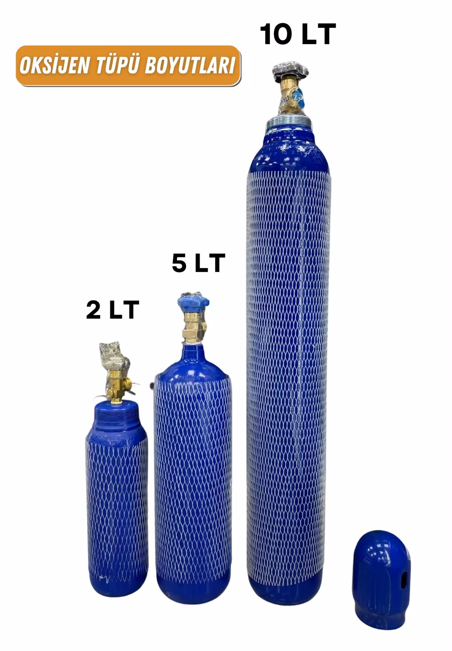 10 Lt, 5 Lt, 2 Lt Oksijen Tüpü Manometre ve Kanül