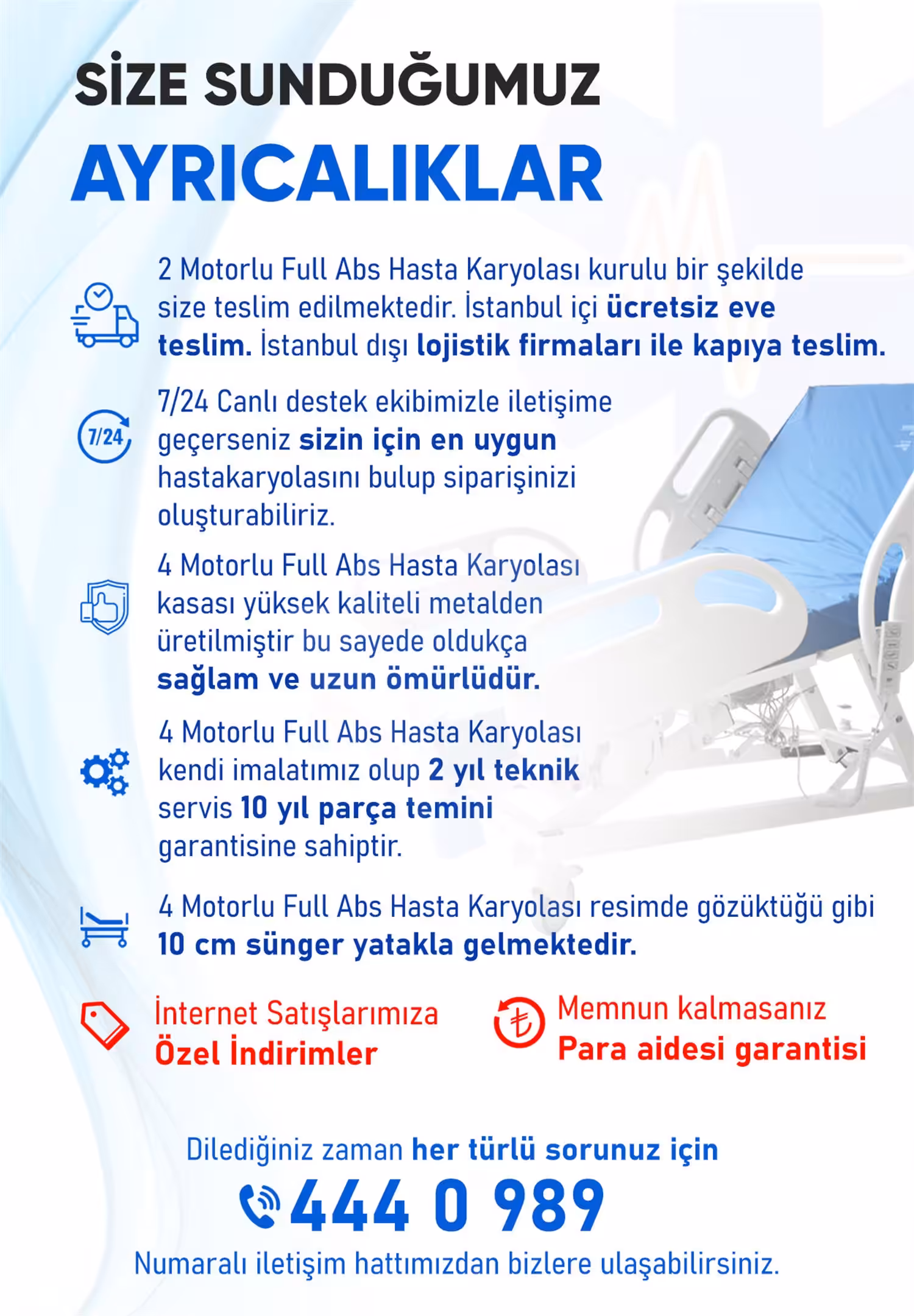 4 Motorlu Hasta Karyolası Full Abs Asansörlü