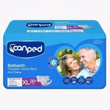 Canped Tekstil Yüzeyli Belbantlı Yetişkin Hasta Bezi XL 30'LU