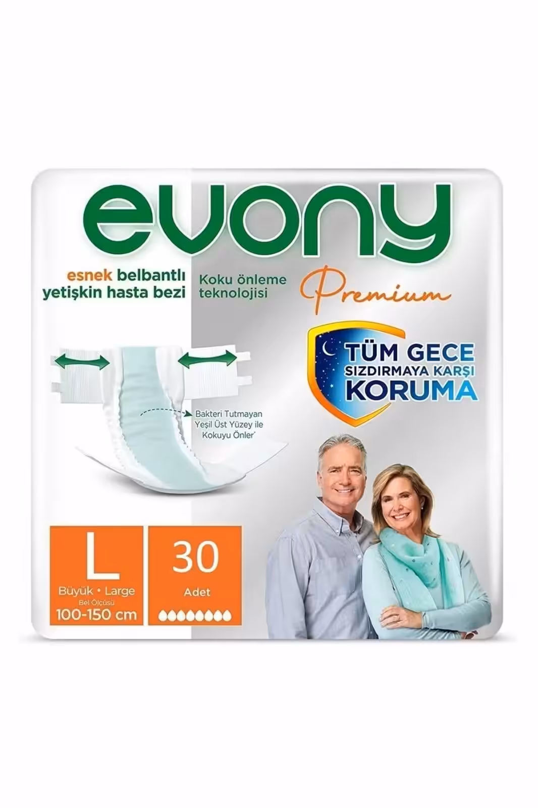 Evony Premium Gece Bel Bantlı Hasta Bezi 30'LU