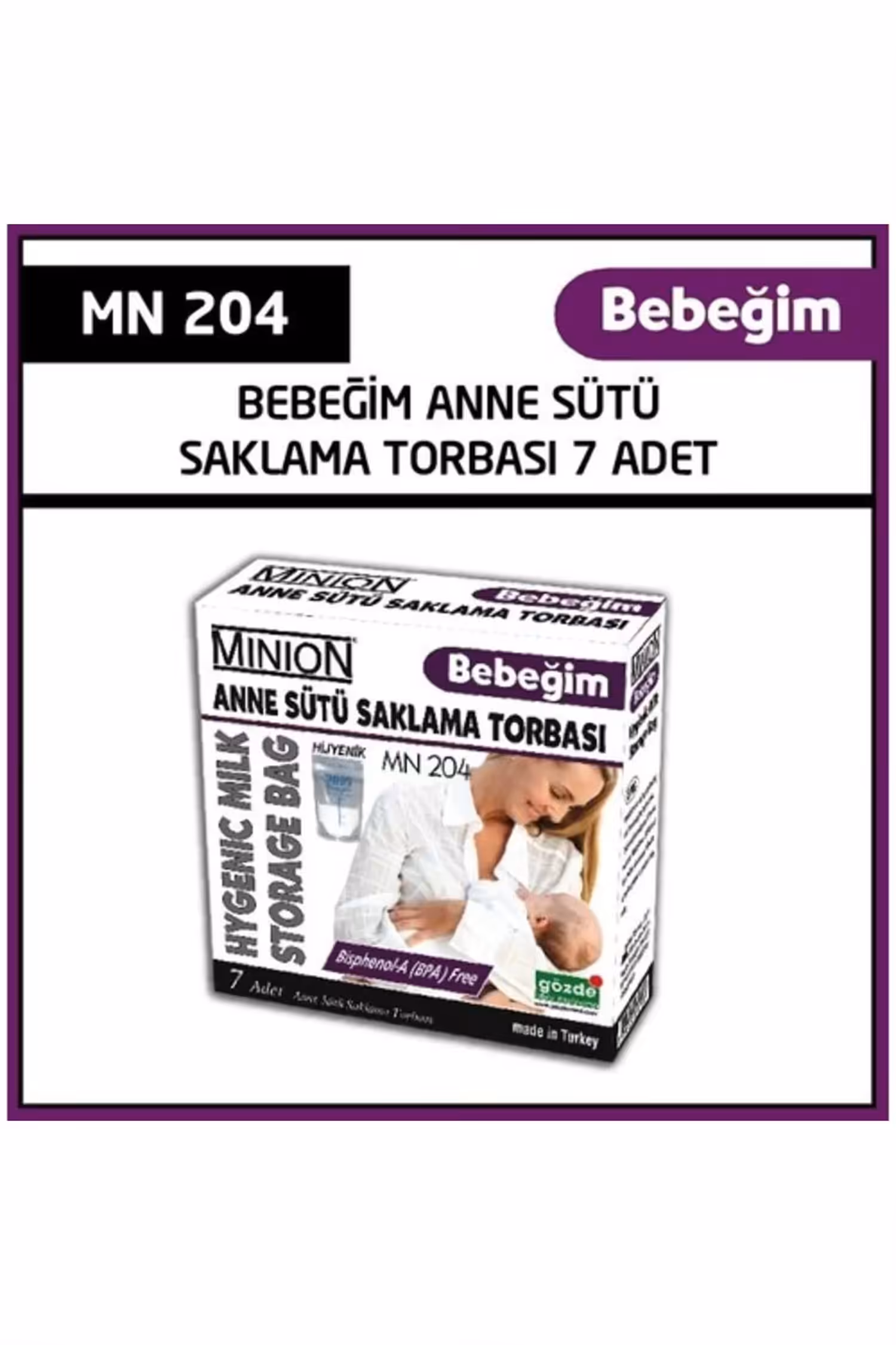 Minion Bebeğim Anne Sütü Saklama Torbası 20'li