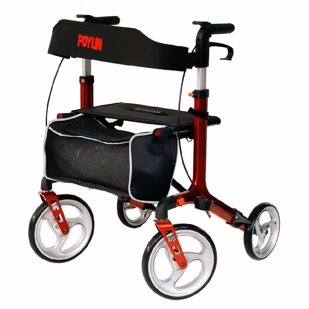 Poylin P888 Ultra Lüks Rollatör Kırmızı Titanyum Gri