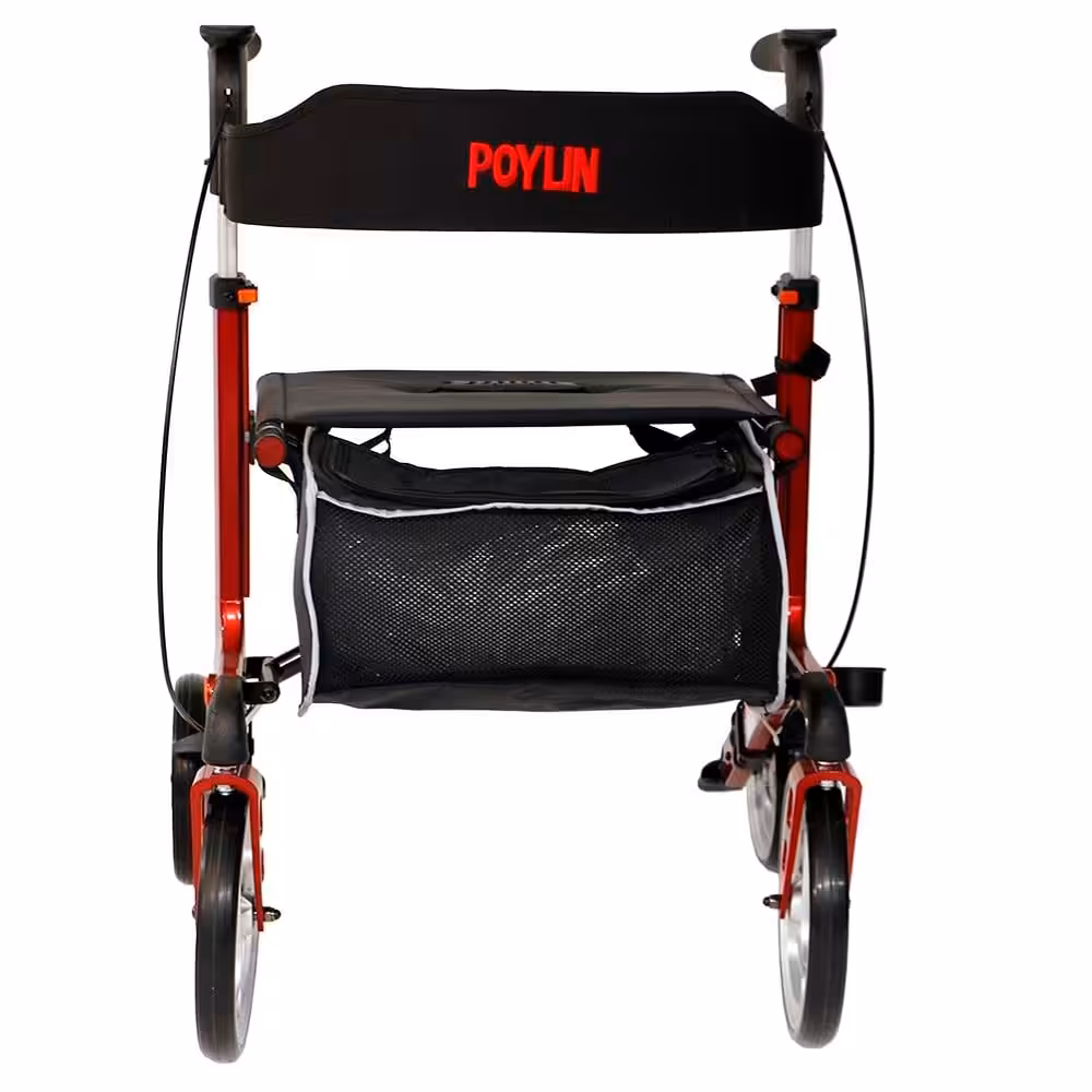 Poylin P888 Ultra Lüks Rollatör Kırmızı Titanyum Gri