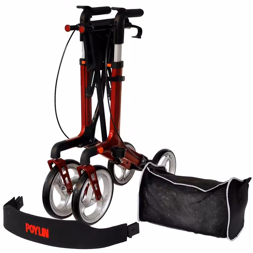 Poylin P888 Ultra Lüks Rollatör Kırmızı Titanyum Gri