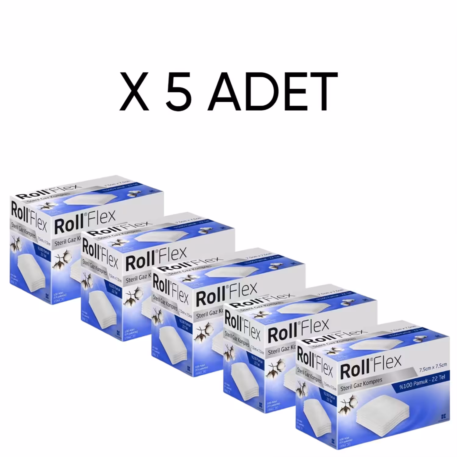 RollFlex Steril Gaz Kompres %100 Pamuklu 100 Adet X 5 ADET