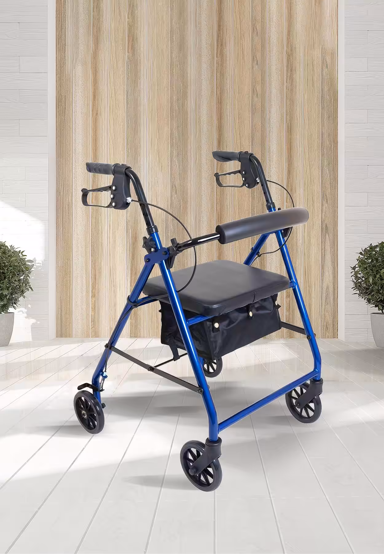 Sdm 9146L 4 Tekerlekli Katlanılabilir Walker Mavi Bordo